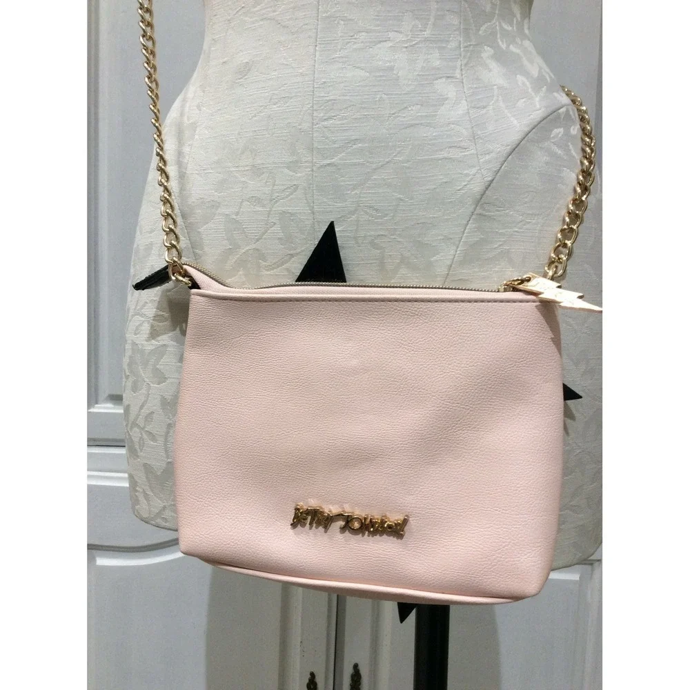 Betsey Johnson Leopard print pink cross body purse bag clutch small faux leather